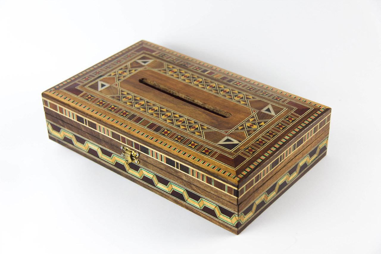 Taschentuchbox  Aus Holz Braun  Gold 
